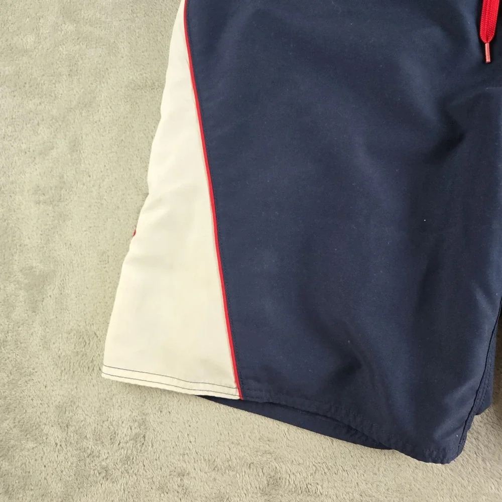 Old Navy Board Shorts Mens Large Navy Blue White Drawstring Swim Surf Heavy Duty